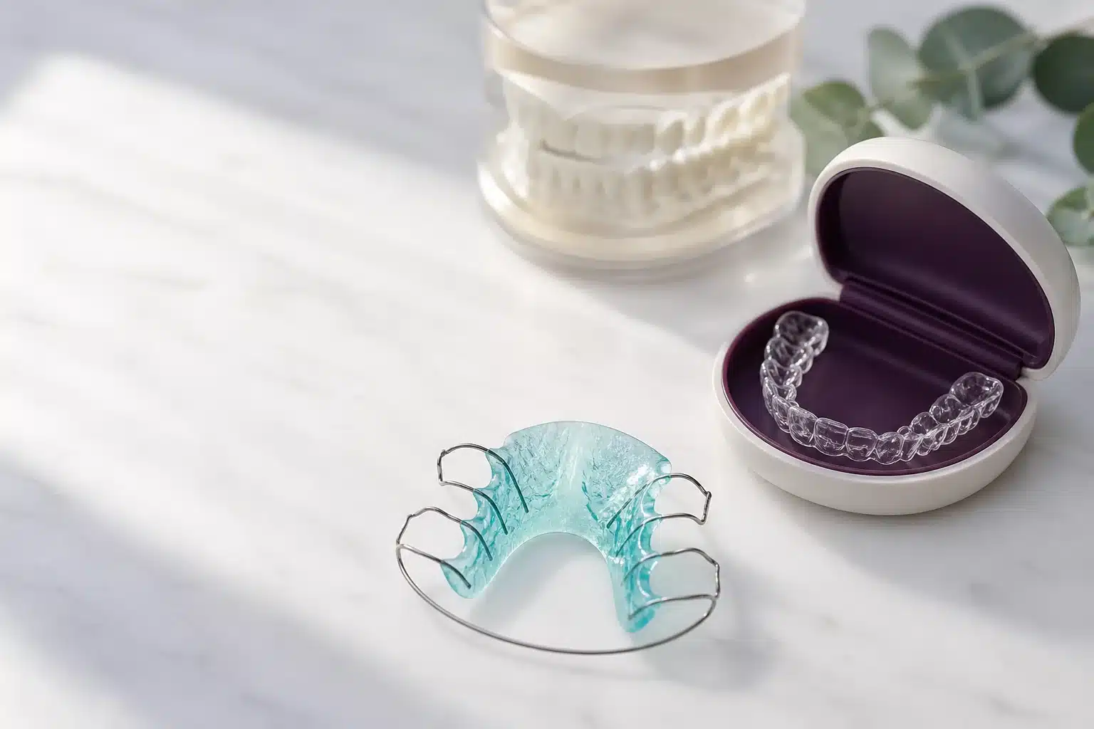 Retainer After Braces: 9 Rules That Help Your Smile Last 1 Clear and Hawley retainer after braces in protective cases